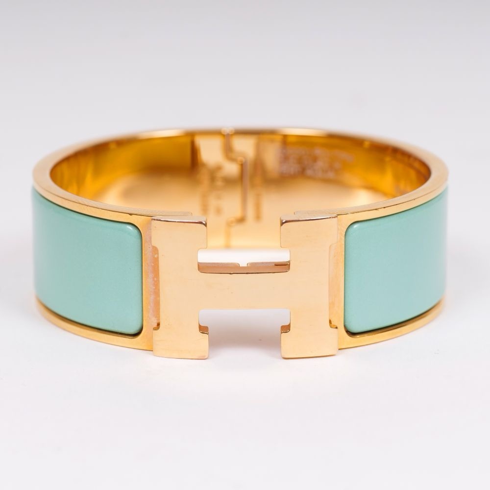 Hermes Clic Clac H Rose Gold & Vert Aqua H Bracelet